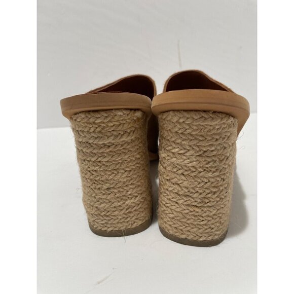 Dolce Vita Sandals Alycia Brown Suede Mules Open Toe Braided Chunky Heel Womens - Picture 3 of 7